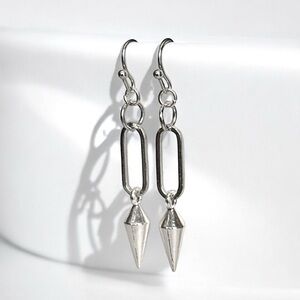 5 For $25💫Alternative Silver Paper Clip Punk Spike Cone Dangles